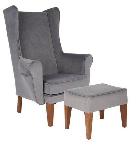 Set: Fotoliu Wingback + Taburet Wingback (expediere rapidă)