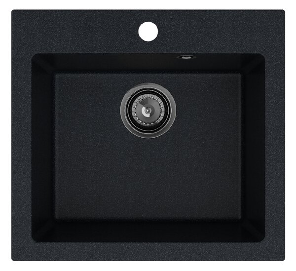 SINK Quality Chiuveta Quality Ferrum 50, chiuveta granit bucatarie 490x450x195 mm + sifon negru, brocart, SKQ-FER.B.1K50.XB