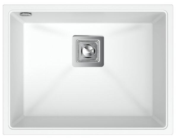 SINK Quality Chiuveta Quality Argon 60, chiuveta granit bucatarie 550x420x225 mm + sifon crom, alb, SKQ-ARG.W.1KBO.60.X
