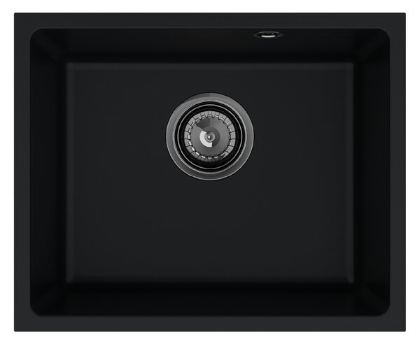 SINK Quality Chiuveta Quality Crypton 55, chiuveta granit bucatarie 460x375x205 mm + sifon negru, negru, SKQ-CRY.C.1KBO.55.XB