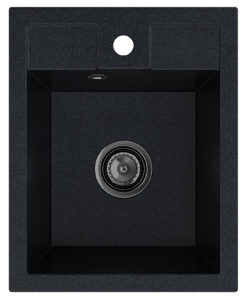 SINK Quality Chiuveta Quality Ferrum 40, chiuveta granit bucatarie 400x500x195 mm + sifon negru, pete negre-Brocart, SKQ-FER.B.1K40.XB