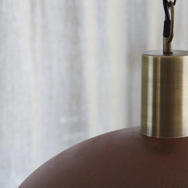 PR Home lampă suspendată Alton, Ø 60 cm, culoare rugină, metal, E27, reglabil, Maro / Rugină, Camera de zi / sufragerie, Metal