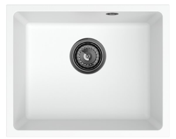 SINK Quality Chiuveta Quality Crypton 55, chiuveta granit bucatarie 460x375x205 mm + sifon negru, alb, SKQ-CRY.W.1KBO.55.XB
