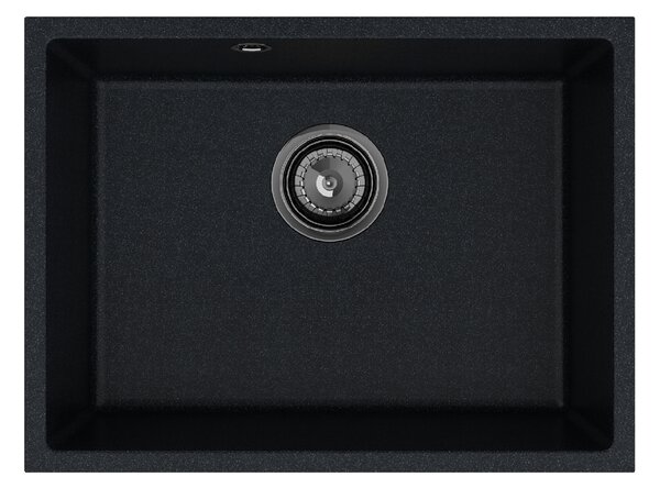 SINK Quality Chiuveta Quality Crypton 60, chiuveta granit bucatarie 535x400x205 mm + sifon negru, pete negre, SKQ-CRY.B.1KBO.60.XB