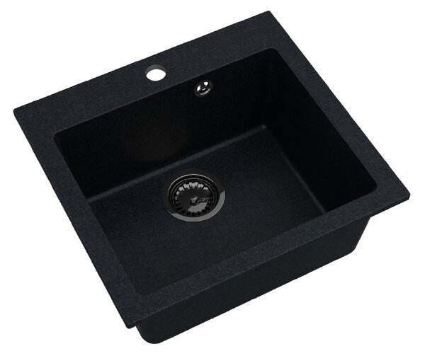 SINK Quality Chiuveta Quality Ferrum 50, chiuveta granit bucatarie 490x450x195 mm + sifon negru, brocart, SKQ-FER.B.1K50.XB