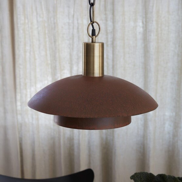 PR Home lampă suspendată Bolton, Ø 45 cm, culoare rugină, metal, reglabil, Maro / Rugină, Camera de zi / sufragerie, Metal