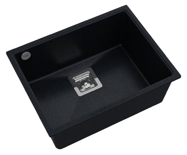 SINK Quality Chiuveta Quality Argon 60, chiuveta granit bucatarie 550x420x225 mm + sifon crom, pete negre-Brocart, SKQ-ARG.B.1KBO.60.X