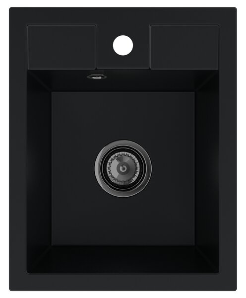 SINK Quality Chiuveta Quality Ferrum 40, chiuveta granit bucatarie 400x500x195 mm + sifon negru, negru, SKQ-FER.C.1K40.XB