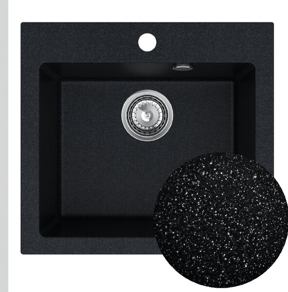 SINK Quality Chiuveta Quality Ferrum 50, chiuveta granit bucatarie 490x450x195 mm + sifon crom, brocart, SKQ-FER.B.1K50.X