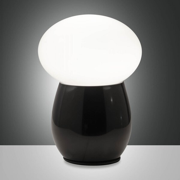Fabas Luce Lampă de masă Freddy, negru, înălțime 30 cm, sticlă suflată, E27, Negru, Camera de zi / sufragerie, Sticlă