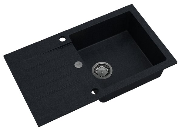 SINK Quality Chiuveta Quality Natalie, chiuveta granit bucatarie 770x450x170 mm + sifon crom, pete negre-BROCADE, SKQ-NAT.B.1KDO.X