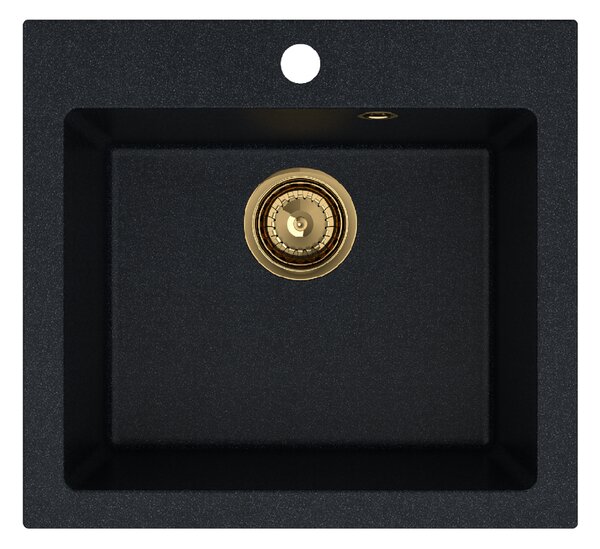 SINK Quality Chiuveta Quality Ferrum 50, chiuveta granit bucatarie 490x450x195 mm + sifon auriu, brocart, SKQ-FER.B.1K50.XG