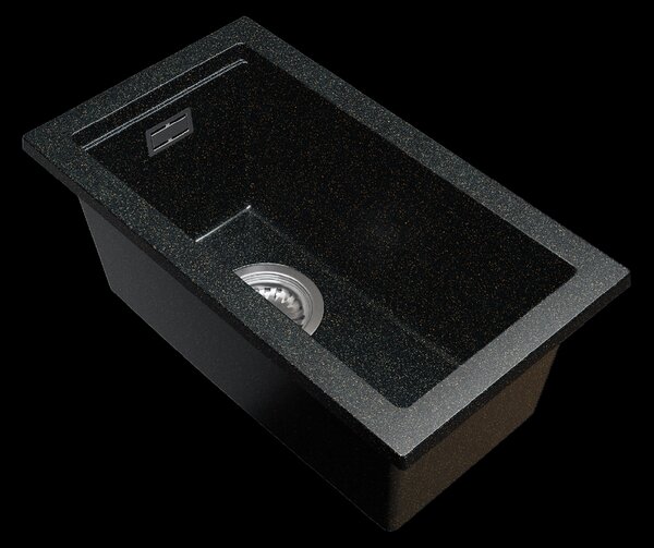 Gamma Decor 2850, chiuvetă granit cu 1 compartiment 280x500x207 mm, negru cu puncte aurii, GMA-ZLE000177