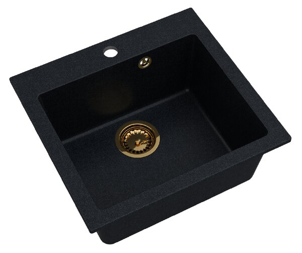 SINK Quality Chiuveta Quality Ferrum 50, chiuveta granit bucatarie 490x450x195 mm + sifon auriu, brocart, SKQ-FER.B.1K50.XG