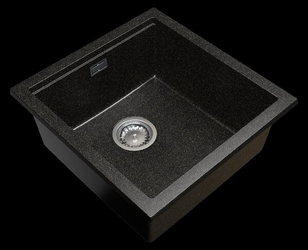 Gamma Decor 4850, chiuvetă granit cu 1 compartiment 480x500x215 mm, negru cu puncte aurii, GMA-ZLE000164