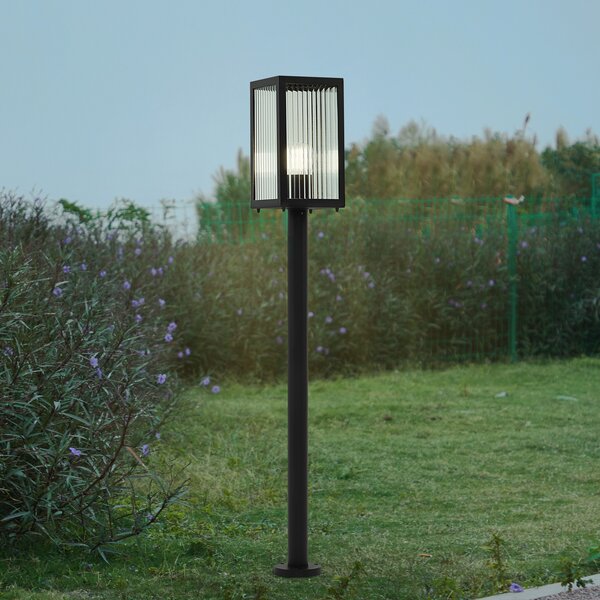 Lindby Bornă luminoasă Bolgar, negru, metal, sticlă, 15 cm, reglabil, Negru, Metal, Modern