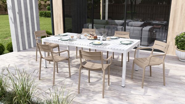 MAZZONI EXPORT LUSSO Bej - SCAUN MODERN DE BUCĂTĂRIE GRĂDINĂ CAFENEA (STIVUIT)