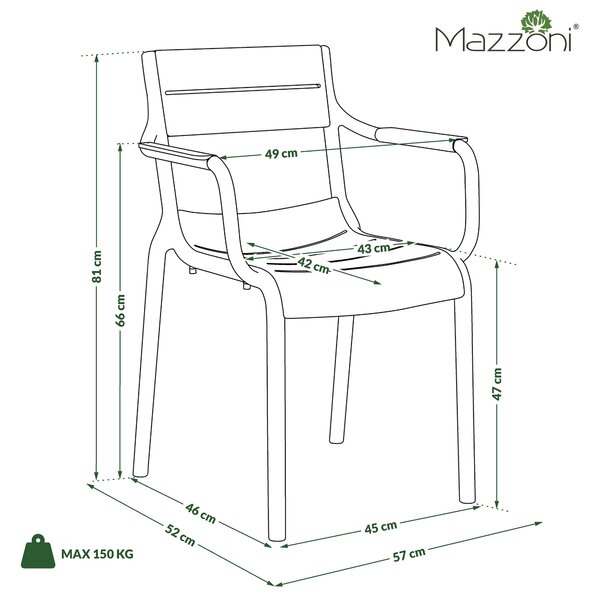 MAZZONI EXPORT LUSSO Bej - SCAUN MODERN DE BUCĂTĂRIE GRĂDINĂ CAFENEA (STIVUIT)