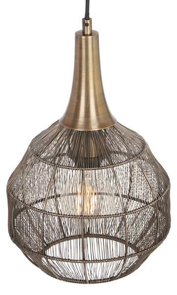 Trio Lighting Lampă suspendată Soraya, Ø 26 cm, metal, alamă antică, formă sferică, reglabil, Bronz / Alamă Veche, Camera de zi / sufragerie, Metal