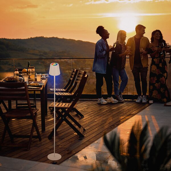 Briloner Lampadar LED Coloris, alb, RGB, dimabil, IP44, USB, reglabil, Alb, Camera de zi / sufragerie, Metal, Modern