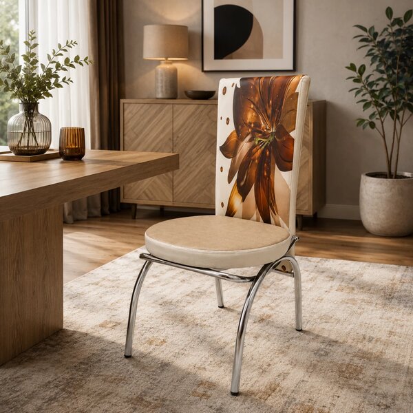 LICHIDARE - Scaun Venetia, DENVER, model Crini Maro , cadru cromat, 42x53x99 cm