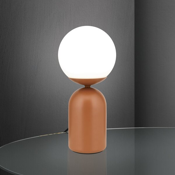 ORION Lampă de masă Stanley, roșu coral, înălțime 32 cm, ceramică/vidră, Roșu, Camera de zi / sufragerie, Ceramică, Modern