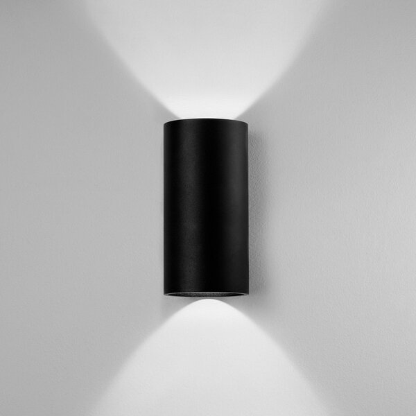 Egger Licht EGG DLS Tubo lampă de perete pentru exterior, negru, Ø 9 cm aluminiu sus/jos, Negru, Hol, Metal, Modern