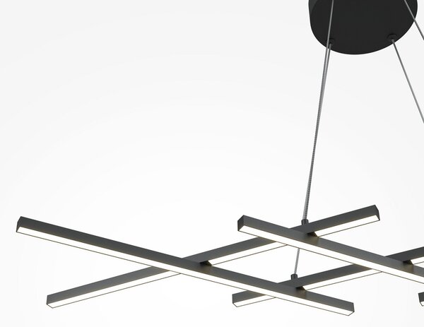 Maytoni Lampă suspendată LED Halo, negru, lungime 103,5 cm, reglabil, Negru, Camera de zi / sufragerie, Aluminiu, Modern