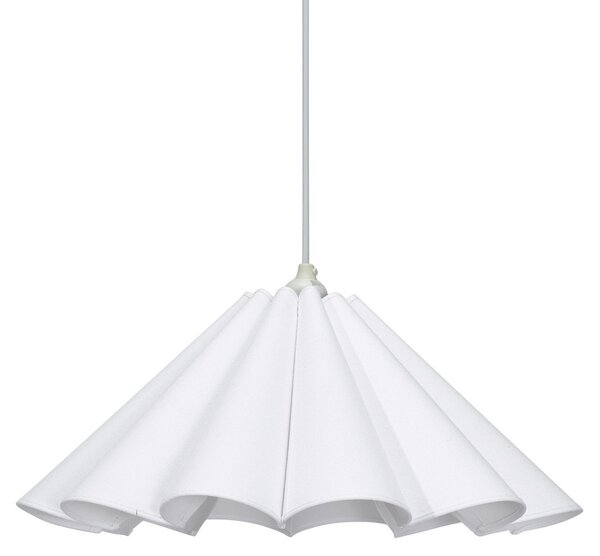 PR Home Lampă suspendată Frenja, bumbac, alb, Ø 45 cm, reglabil, Alb, Camera de zi / sufragerie, Țesătură / Textil, Scandinavă