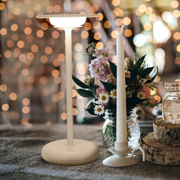 Näve LED reîncărcabilă lumina patio Pasi bej înălțime 26 cm metal touch, reglabil, Bej, Camera de zi / sufragerie, Metal, Modern
