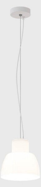 Nemo Lampa suspendată Lorosae, albă, Ø 20 cm, sticlă, E27, reglabil, Alb, Camera de zi / sufragerie, Sticlă