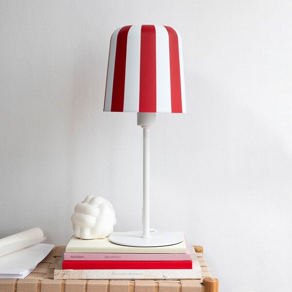 Dyberg Larsen Lampă de masă Gry, roșu/alb, înălțime 49,5 cm, metal, Roșu, Camera de zi / sufragerie, Metal, Design
