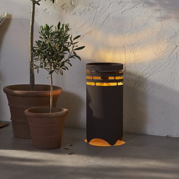 STAR TRADING Lumină solară LED Marron, înălțime 40 cm, maro, metal, USB-C, Maro / Rugină, Metal, Modern
