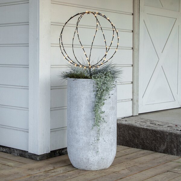 STAR TRADING LED lumina sol spike Sfera, Ø 50 cm, baterie de metal negru, Negru, Metal, Modern, Glob pentru exterior