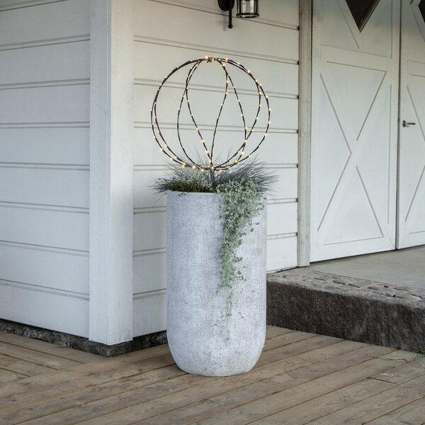 STAR TRADING LED lumina sol spike Sfera, Ø 50 cm, baterie de metal negru, Negru, Metal, Modern, Glob pentru exterior