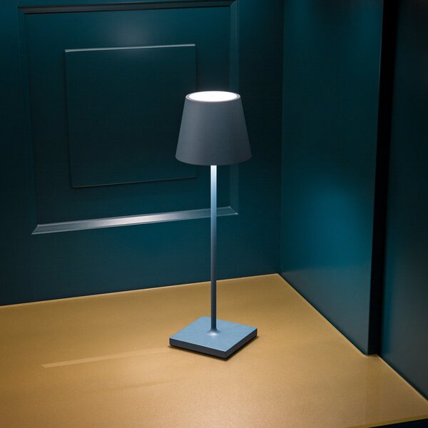 Sigor Lampa de birou cu LED-uri și baterie Nuindie, USB-C, albastru, IP54, dimabilă, reglabil, Albastru, Camera de zi / sufragerie, Metal, Modern