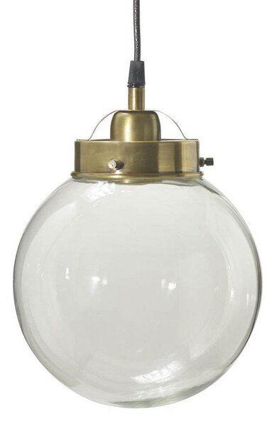PR Home lampă suspendată Normandy, Ø 20 cm, alamă antică, sticlă, reglabil, Bronz / Alamă Veche, Camera de zi / sufragerie, Sticlă, Scandinavă