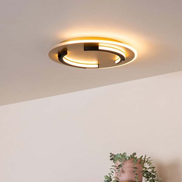 Lucide Plafonieră LED Andreas, rotundă, Ø 40 cm, aur mat, Auriu / Alamă, Camera de zi / sufragerie, Metal, Modern