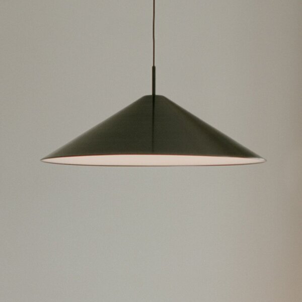 New Works Lampă suspendată LED Brolly, Ø 70 cm, negru, aluminiu, reglabil, Negru, Camera de zi / sufragerie, Aluminiu, Design
