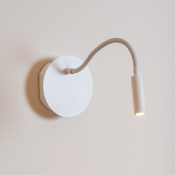 Lucide Spot de perete cu baterie LED Jolijn, alb, braț flexibil, Ø 11 cm, magnet, Alb, dormitor, Metal