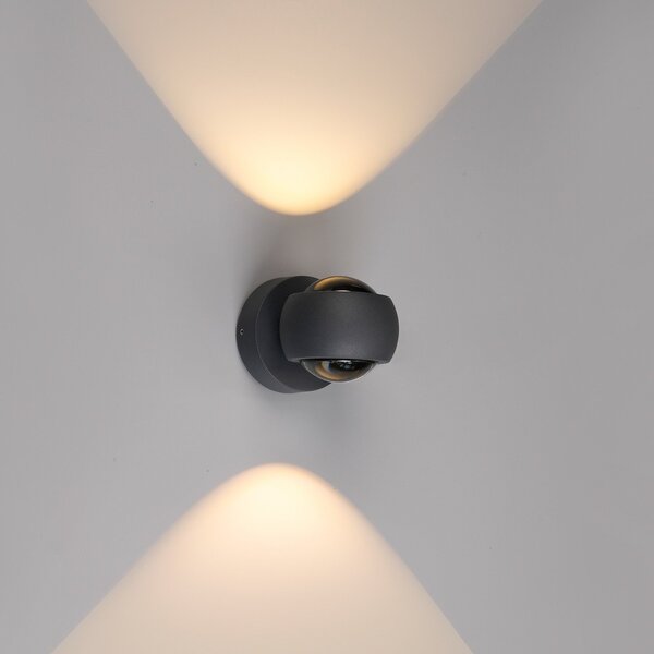 LCD LED lampă de perete pentru exterior, grafit, sus & jos, CCT, dimabil, aluminiu, reglabil, Negru, Aluminiu, Modern
