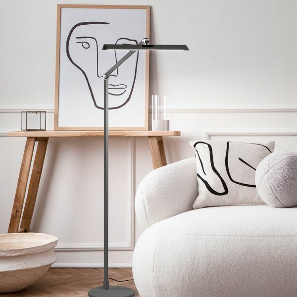 Fabas Luce Lampadar LED Beba, antracit, înălțime 110 cm, CCT, dimabil, reglabil, Gri, Studiu / Birou, Aluminiu, Modern