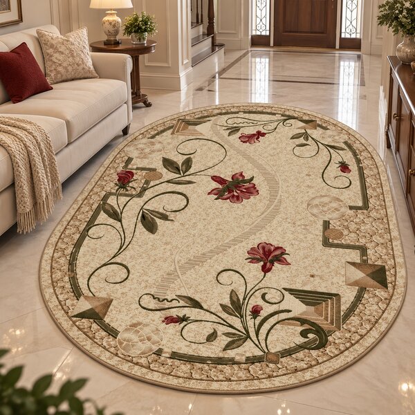 Covor Living Dormitor, Model 587 116, Crem Crem, Oval, 60x110