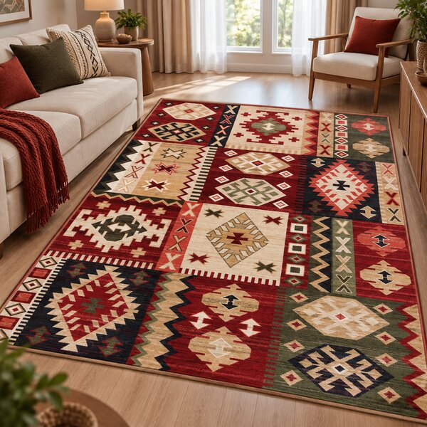 Covor Clasic Traditional, Model Lotos 15081 230, Grena Dreptunghi, 120x170