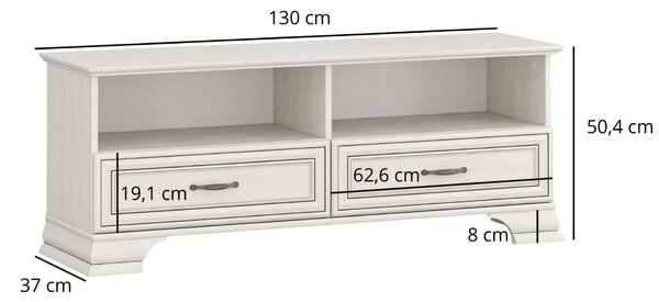 Comoda TV TIFFANY, crem, PAL laminat, 130x37x50 cm