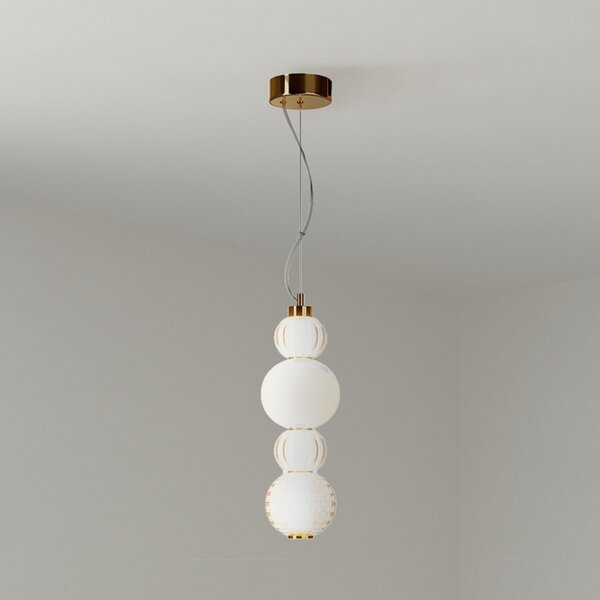Maytoni Lampă suspendată LED Colier, sticlă aurie Ø 14,7 cm 3.000 K, Auriu / Alamă, Camera de zi / sufragerie, Sticlă, Modern
