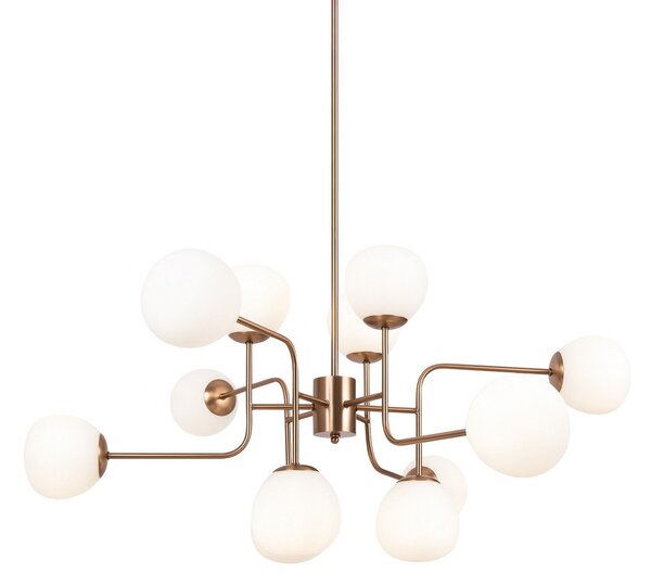 Maytoni lampă suspendată Erich, alamă rosé, sticlă/metal 12 becuri., reglabil, Auriu / Alamă, Camera de zi / sufragerie, Metal, Modern, glob