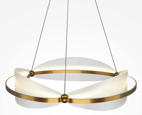 Maytoni Lampă suspendată LED Breeze, Ø 60 cm, alamă/netedă, acrilic, Auriu / Alamă, Camera de zi / sufragerie, Metal, Design