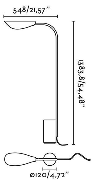 FARO BARCELONA Lampadar Liggera, negru, oțel, înălțime 138,3 cm, Negru, Camera de zi / sufragerie, Altele, Modern