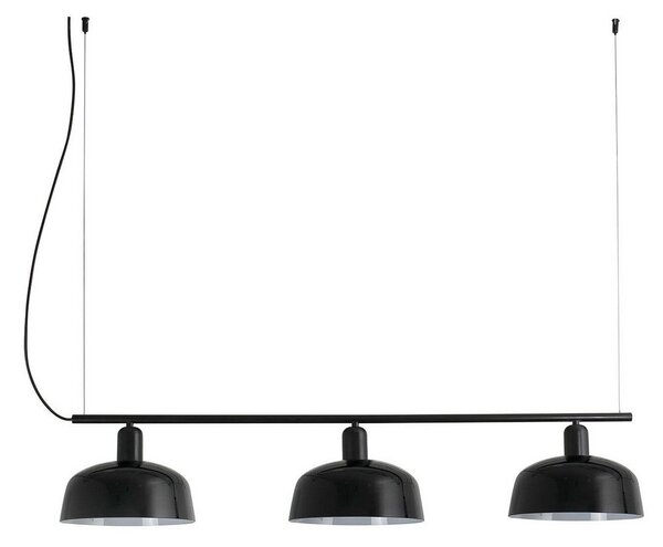 FARO BARCELONA Lampă suspendată Tatawin, negru, sticlă, lungime 100 cm, 3 becuri., reglabil, Negru, Camera de zi / sufragerie, Sticlă, Modern